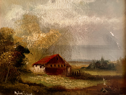 Vintage original folk oil painting