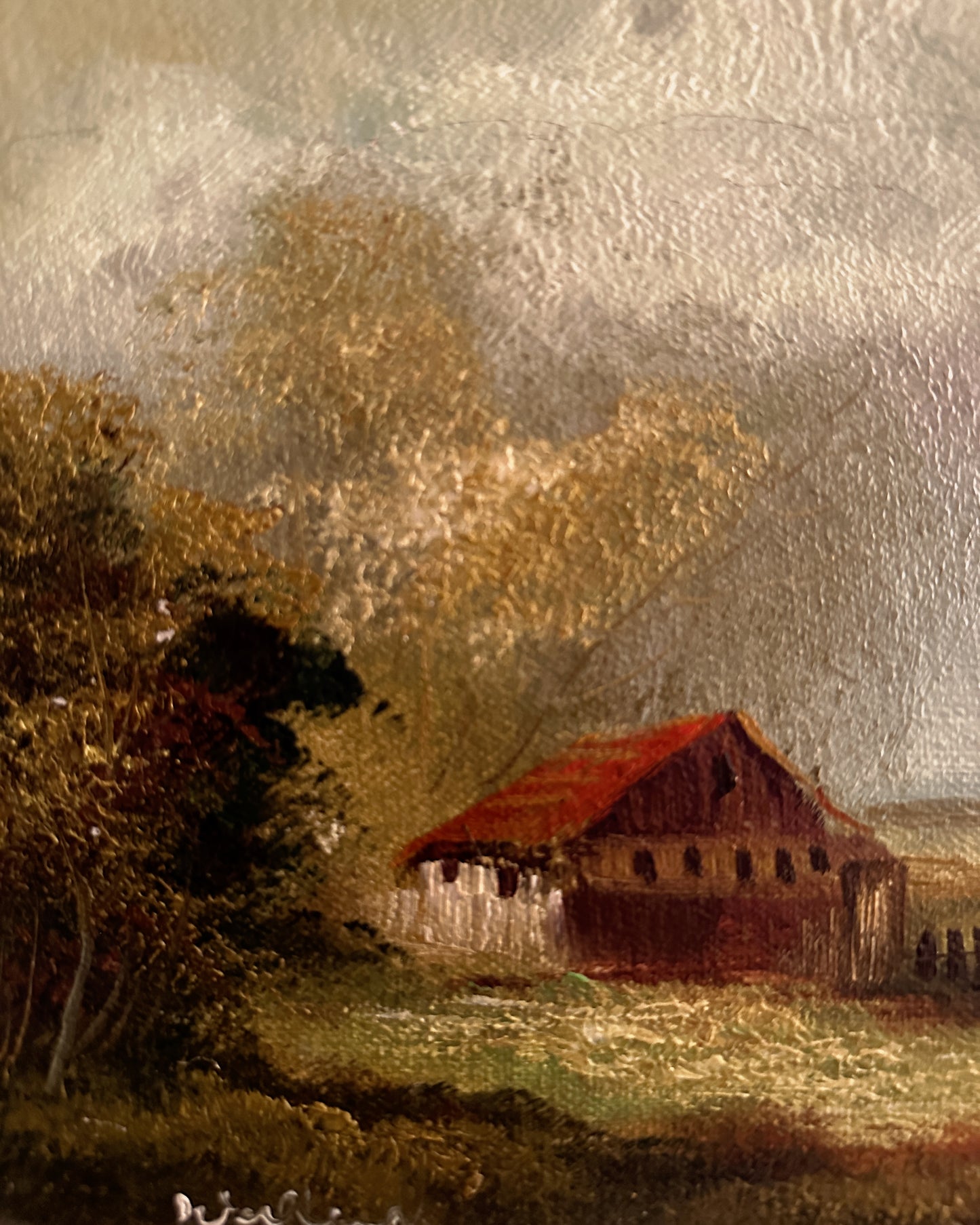 Vintage original folk oil painting