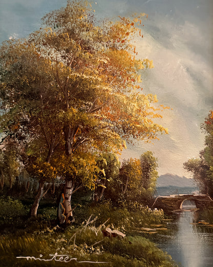 Vintage original landscape oil painting