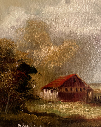 Vintage original folk oil painting