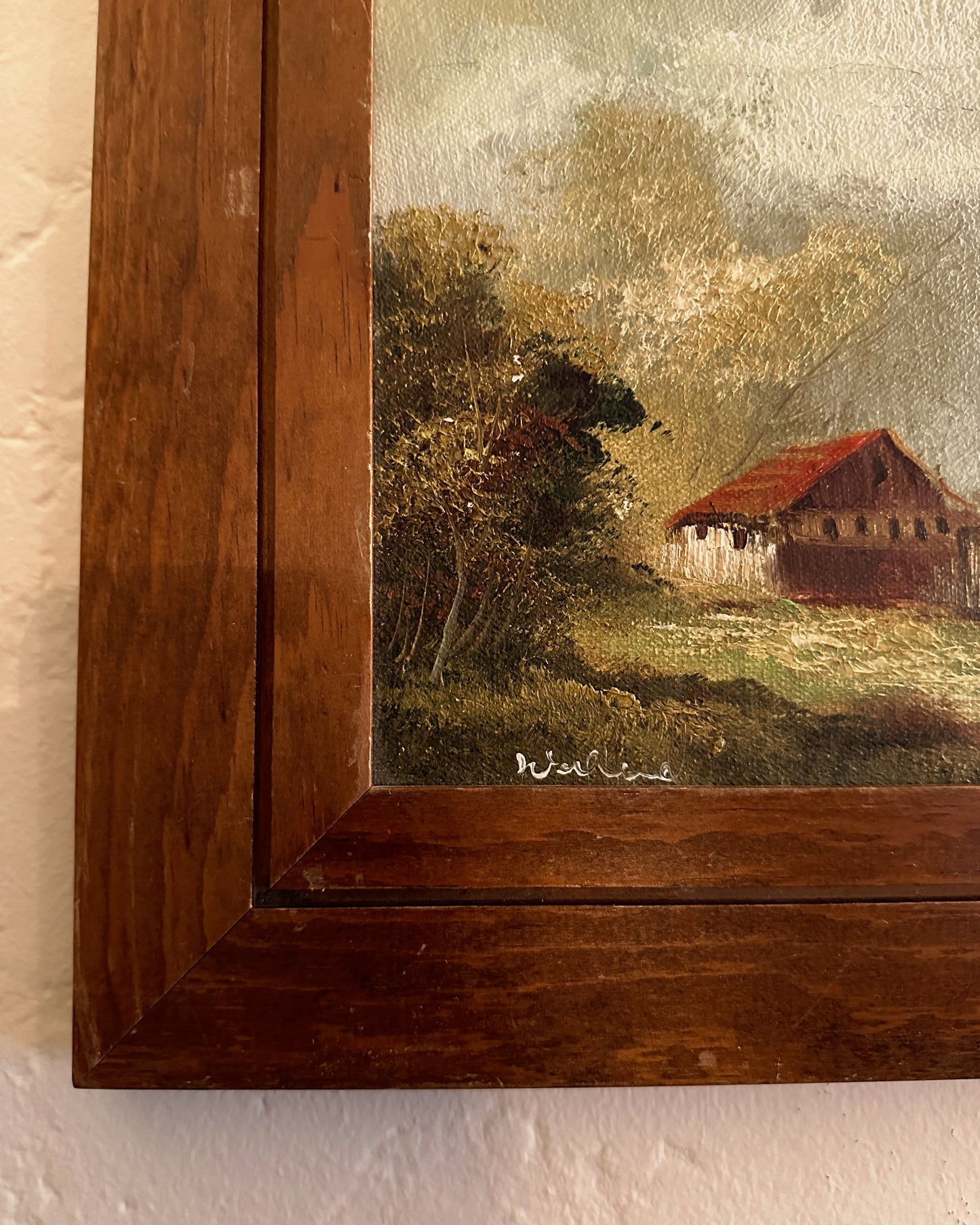 Vintage original folk oil painting