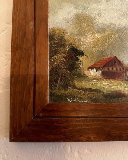 Vintage original folk oil painting