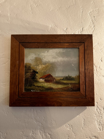 Vintage original folk oil painting