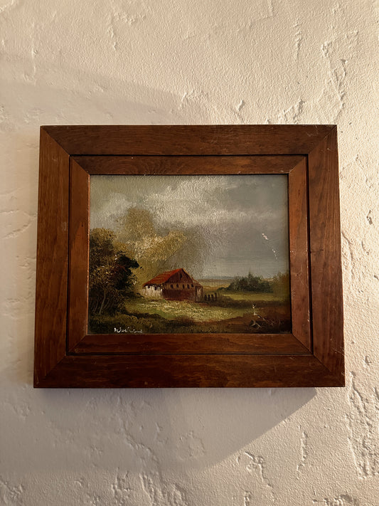 Vintage original folk oil painting